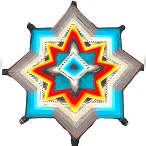 Ojo De Dios "God's Eye" Handmade, Vintage. 12"X 12".